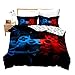 Teens Spieler Bettbezug 135x200,Jungen Spiel Joysticks Reversibel Bettwäsche-Set,Kinderspielkonsolen-Trösterbezug,Gampad Videospiele Tagesdecken,Alte Retro Spielmaschine Schlafzimmer Dekor Rot Blau