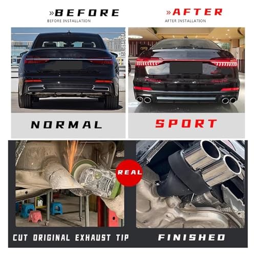 Tubo de escape look S6 Quad para transformar la estética de tu Audi A6 C8 en carretera 4