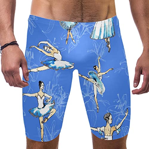 Bañador de natación tipo jammer largo con diseño multicolor azul de ballet en talla S