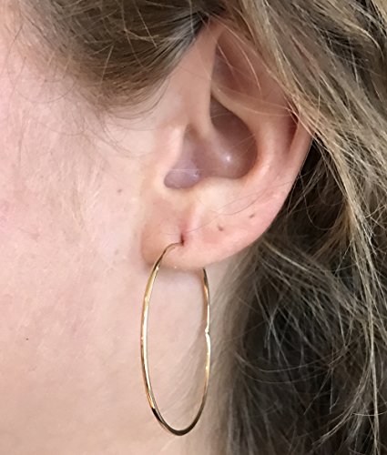 Large 14K Yellow Gold Continuous Endless Hoop Earrings, 1.25Mm Tube (1.6 Inches, 41Mm) #TOP4