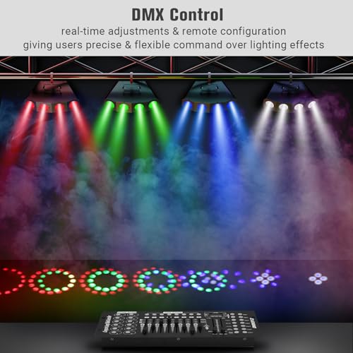 LED Stage Disco Party Light - 152LED 90W RGBW DJ Light Sound Activated Auto Programs Moonflower Lighting Effect DMX Remote Control Uplights for Events Gig Mobile Band Wedding Indoor Dance Show