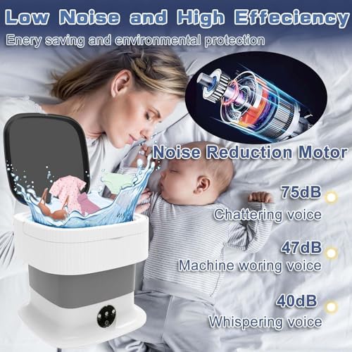 Image of Portable Washing Machine, 16L Mini Washing Machine With Spin Basket,Small Portable Washer Machine Suitable for Underwear Small Clothes, Foldable Design