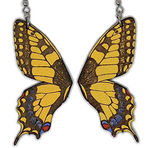 Swallowtail Butterfly Dangle Earrings | Hand-Painted Wood Jewelry #TOP10
