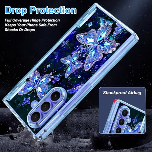 Hekodonk for Galaxy Z Fold 7 Case,[Compatible with MagSafe][Glow in The Dark][Front Screen Protector][Stand][Hinge Protection],Slim Fit for Women Girls for Samsung Galaxy Z Fold 7,Blue by Hekodonk - Used condition - Image 6