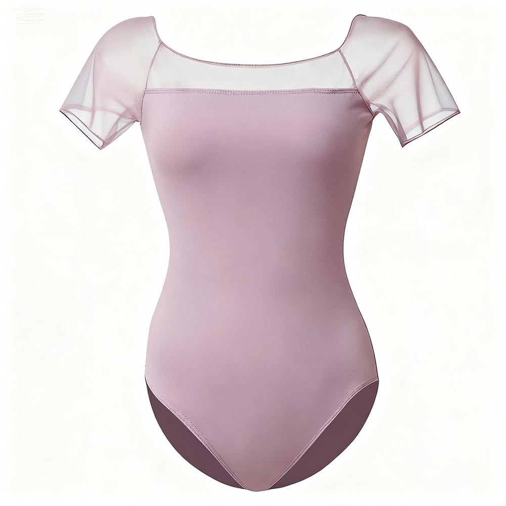 ROYAL SMEELA Body da Danza Classica per Donna Adulta con Maniche Corte in Tessuto Rete e Nylon body balletto