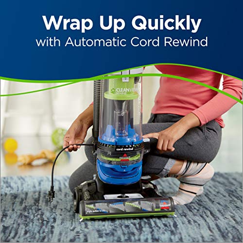 Image of Bissell Cleanview Rewind Pet Bagless Vacuum Cleaner, 2489, Blue