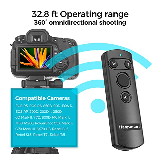 Camera Remote Shutter Release Control Wireless For Canon Eos R, Rp, Eos R3, R5, M50, M6 Mark Ii, R3, R5, R6, 90D, 6D Mark Ii, 77D, Rebel Sl3, Sl2, T8I, T7I, G7X Mark Iii, Sx70Hs #TOP1