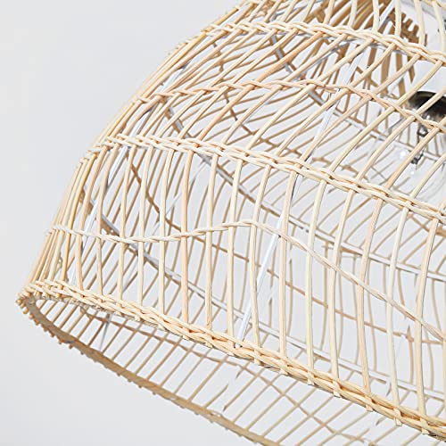 Spuik Woven Rattan Pendant Light, Minimalist Kitchen Island Hanging Lights Living Room Rattan Chandelier Farmhouse Dining Room Decor Ceiling Pendant Lighting Fixtures E26… - Image 5