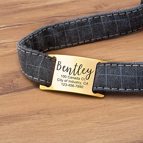 Anavia Slide On Silent Pet Id Tags, S/M/L/Xl Personalized Gold Black Stainless Steel Customized Engraved Cat Dog Name Tags, Glossy Finish Chew-Proof Quiet Dog Collar Tag (X-Large, Black) #TOP7