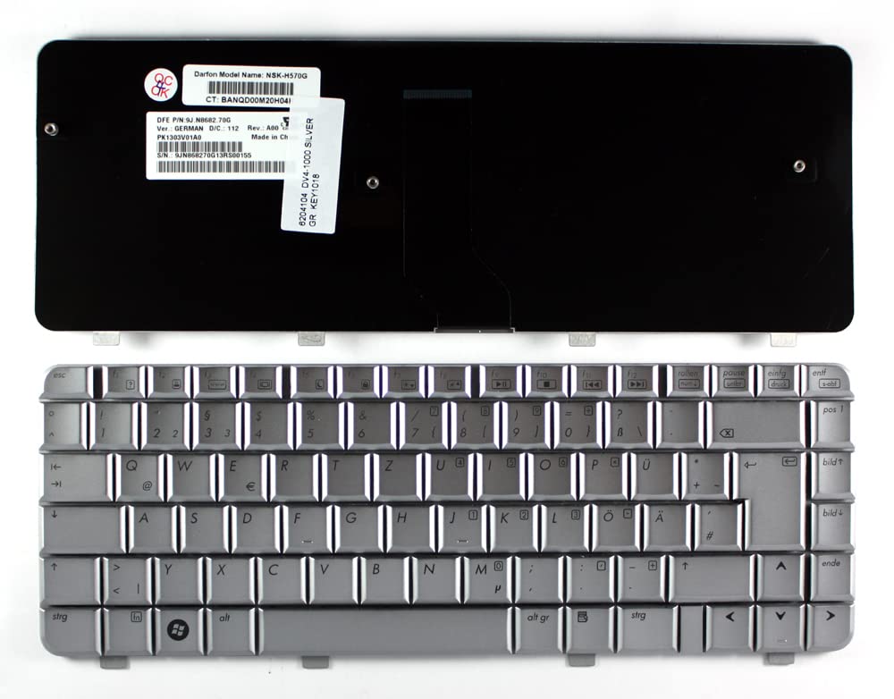 Clavier pour ordinateur portable HP Pavilion DV4-1001AX de rechange Allemande Argent PC - 2
