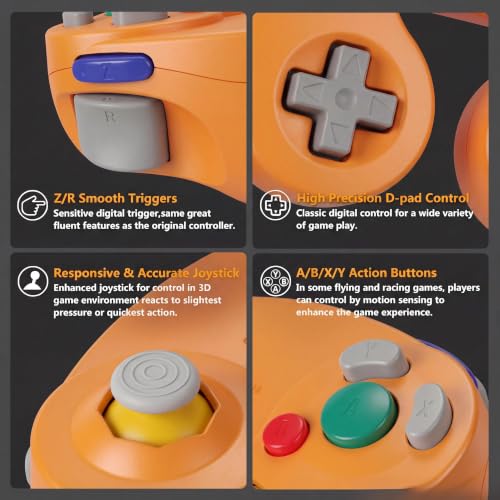Image of FIOTOK Gamecube Controller,Wired Controller for Wii & Gamecube-Green&Orange