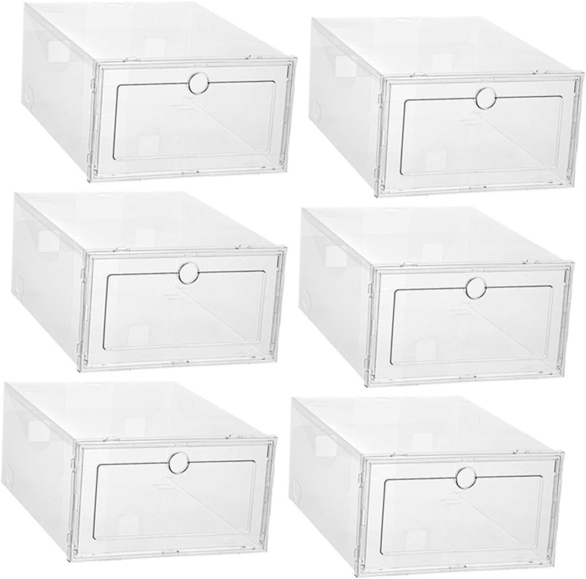 6Pcs Transparent Plastic Shoe Storage Boxes Stackable Sturdy Containers Dustproof Organizer for Home Dorm Bedroom Shoe Rack