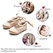 PHIRAMIN Toddler Flower Girl Satin Dark Nude Dress Shoes - Little Girl Ballet Flats Size 12 Pearl Wedding Party