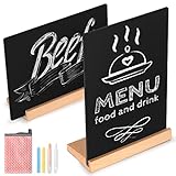 Small Chalkboard Message Sign, Reusable Double Sided Chalkboard Signs with Wooden Base Stand, 6 x 8