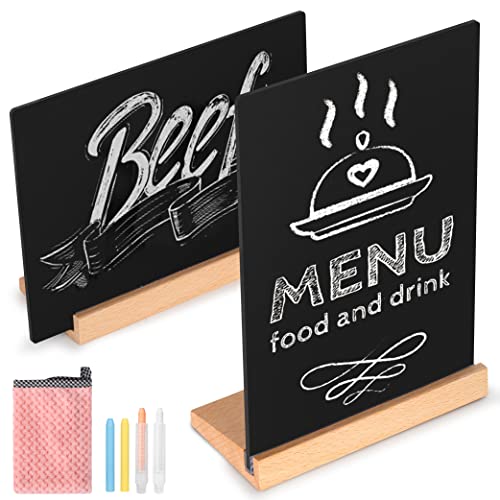 Small Chalkboard Message Sign, Reusable Double Sided Chalkboard Signs With Wooden Base Stand, 6 X 8 Desktop Message Board For Diy Home Decoration, Cafe, Set Of 2 #TOP25