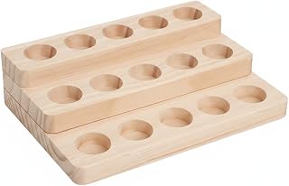 Home Organizers: Solid Wood Tiered Shelf for Small Bottles, Compact Vanity & Desk Display Stand