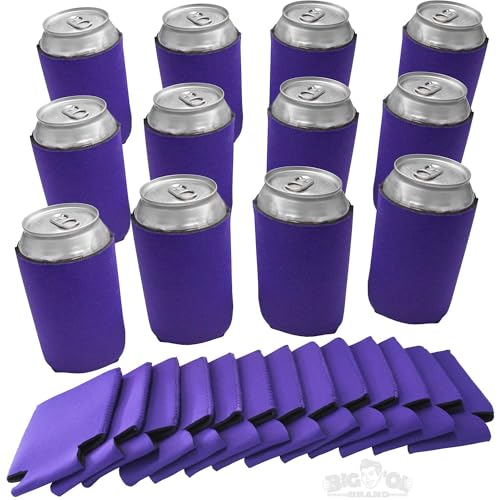 Neoprene Reversible Can Cooler Collapsible Sleeves for 12oz Cans - 25-Pack - Blank Design for any Event - Dual Sided Insulation Keeps Your Drinks Cool!