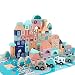GEMEM Wooden Building Blocks Set-133 Pieces for Children Classic City Construction and Shapes Montessori Stacking Toy for Boys Girls with 48 Pieces Play Mat Puzzle