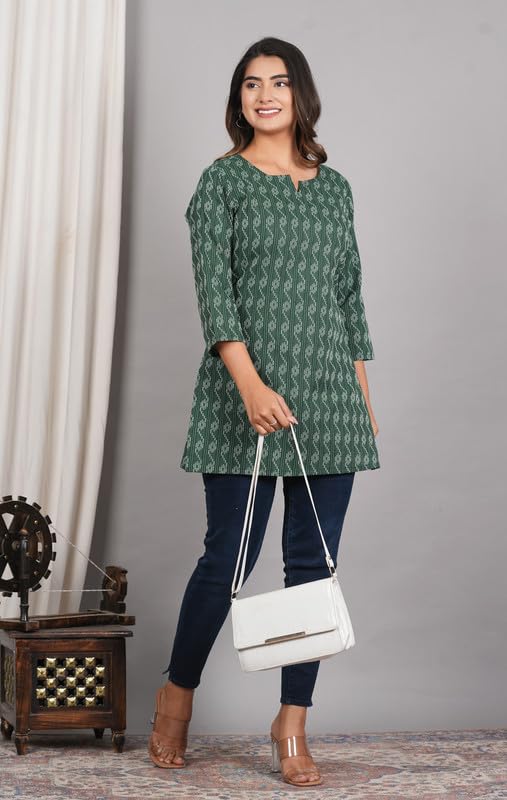 Image of Women Cotton Printed Kurti for Women | Stylish, Casual, Regular, Soft & Cozy, Comfortable Short Kurti