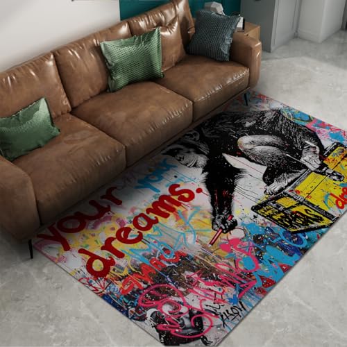 Tapis graffiti 100x150 cm design singe de salon - 6