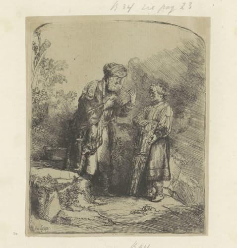 Affiche Toile Abraham à Izaak de Rembrandt Van Rijn pour décoration murale 60x90cm