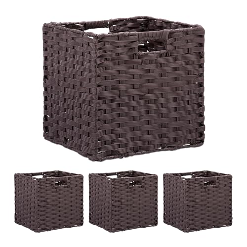 Relaxdays Aufbewahrungskorb, 4er Set, geflochten, Kleidung, Spielzeug, HBT:...