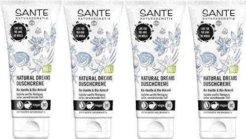 Sante Natural Dreams Duschcreme Vanille-Kokos, mit zartem, verwöhnendem Duft, 4 x 200ml