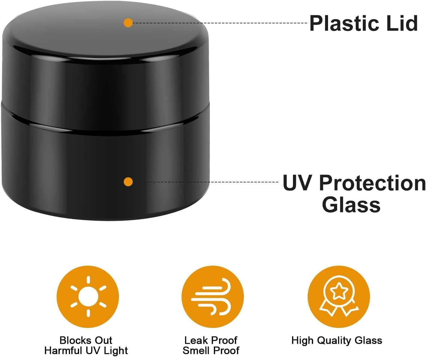 (24 Packs) Green Nexus 5g/5ml UV Protection Glass Jars for Lip Balm, Lotion, Oil, Cream & Cosmetics Enhanced Cap