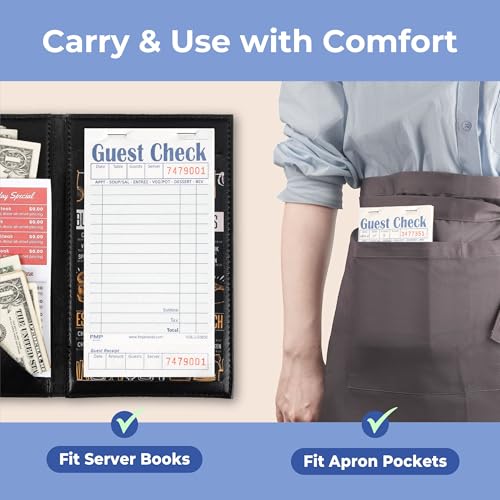 image for FMP Brands 6 Pack Guest Checks for Servers, Server Note Pads, Light Gr