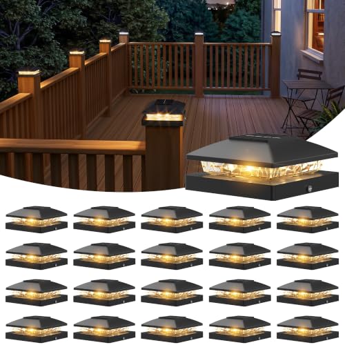 JOFIOS 4x4 Solar Post Cap Light 20Pack, 2 Modes Waterproof for Deck Fence