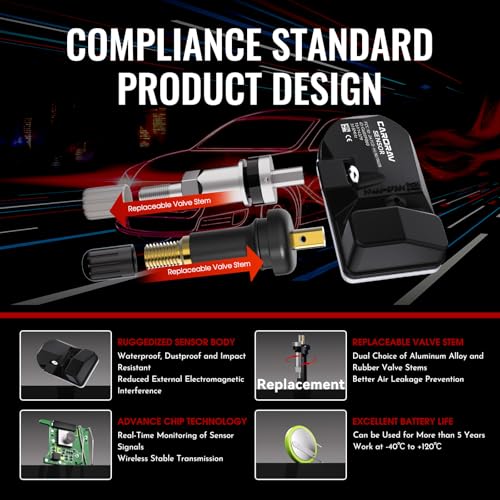 GM Tire Pressure Monitoring System Sensor fit for Chevy Silverado Tahoe Suburban Colorado GMC Sierra, 315Mhz TPMS Sensor Replaces 15114379 15122618 4 Pack - 4 Replaceable Valve Stems - Image 5