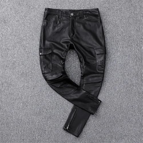 Men's Cowhide Leather Pants Plus Size Motorcycle Protective Genuine Leather Trousers4