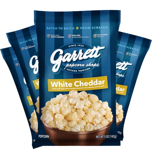 Garrett Popcorn White Cheddar, 5.0oz, 4 Bags, White Cheddar ...