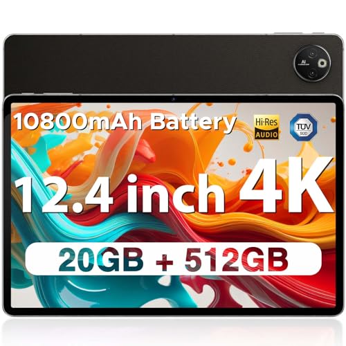 Image of T30 MAX 20GB+512GB 12.4 inch 2.5K FHD Display Android Tablet, 10800mAh Battery 33W Gaming Tablet, Helio G99 Octa-Core, Dual SIM 4G LTE, 50MP AI Camera, Hi-Res Quad Speakers, Face Unlock, Black