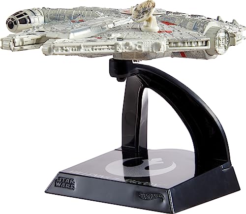 Hot Wheels Star Wars Starships Select Millennium Falcon Vehicle, Premium Collectable Replica with Movable Part & Display Stand