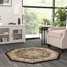 Bellagio Traditional Octagon Area Rug Black 401 4 Feet X 4 Feet Octagon