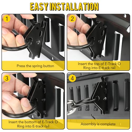 Eapele 20pcs Steel E-Track O Ring Tie-Down Anchors, Secure Cargo in Enclosed/Flatbed Trailers, Trucks, Load Limit of 1500lb(Black)