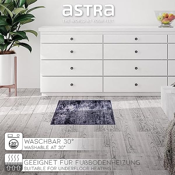 ASTRA Pluizige zachte vuilvangmat Pure & Soft – vuilvangmat voor binnen – duurzame voetmat – allover grijs 50 x 70 cm en 50 x 150 cm