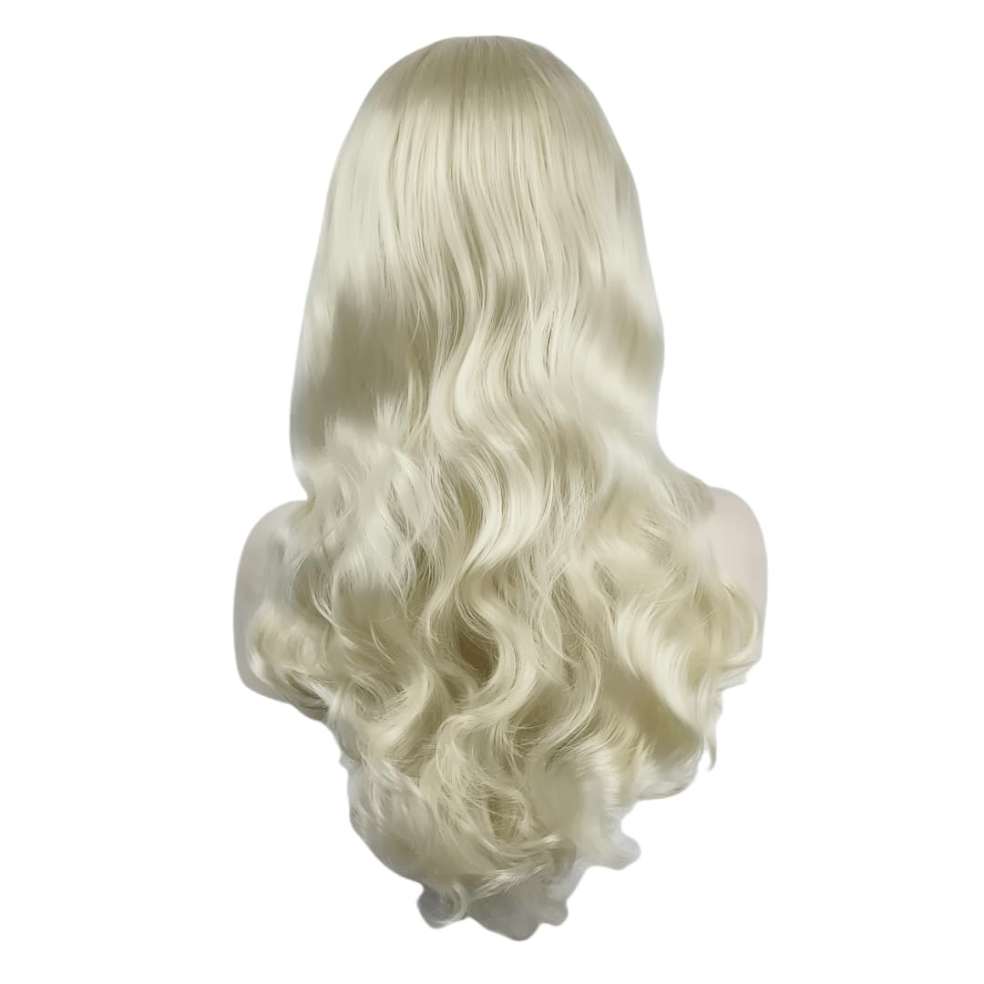Women Long Blonde Wavy wig Halloween Costume Party Synthetic Wigs