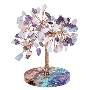 11cm Kristall Bäumchen in Violett-Blau-Rosa Heilsteinen, Glücksbaum, Feng Shui | Edelstein-Baum