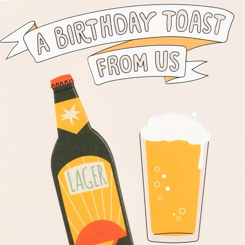 Hallmark Cartão de aniversário engraçado de cerveja de todos nós (To A Dad Who's Lager Than Life)