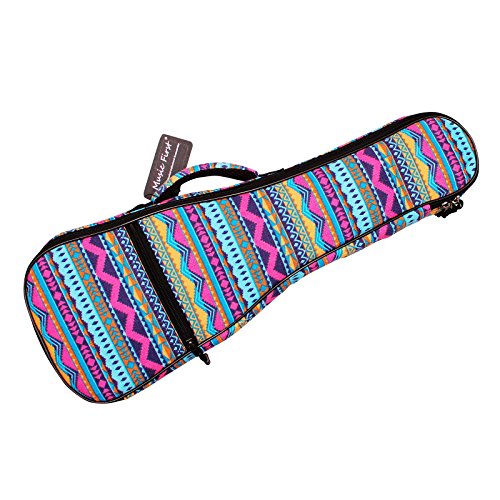 MUSIC FIRST Canvas 21" Soprano Pink Geometric Patterned Ukulele Bag Ukulele Cover Ukulele Case Version 2.0