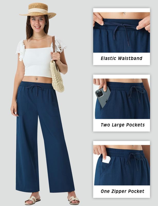 Women's Palazzo Pants for 29"/31" Flowy Travel Wide Leg Pants 2026 Ladies Casual Summer Loose Beach Lounge - Image 5