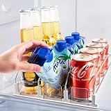 Accwork Automatic Can Dispenser for Fridge, Self-Pushing Fridge Drinks Organizer, Soda Beer Can Organizer Holds up to 12 Cans, 3 Rows, 31x25cm