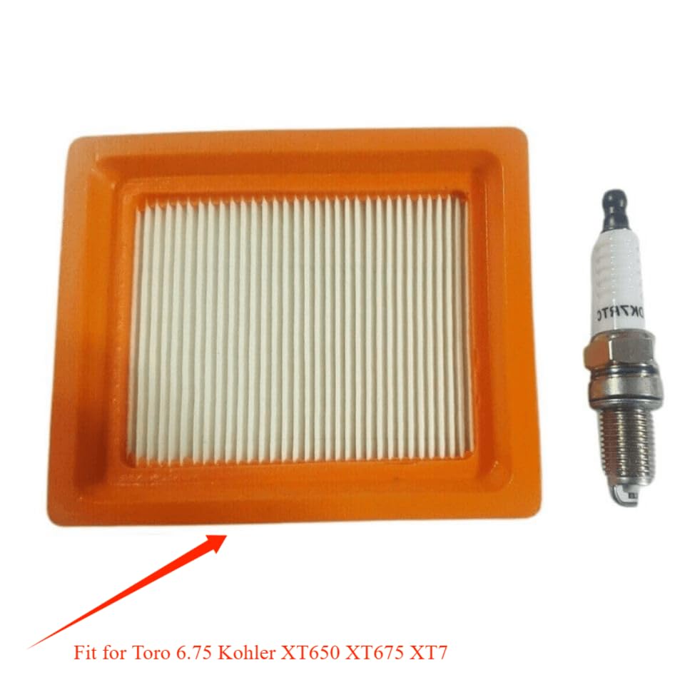GKOKG Fit for Toro 6.75 Kohler XT650 XT675 XT7 Lawn Mower Tune Up Kit Air Filter & Spark Plug
