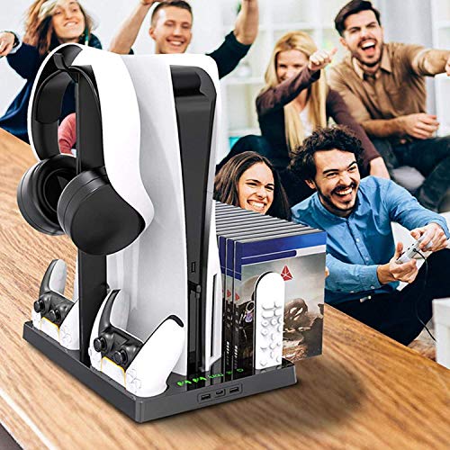 Vertical Stand With Cooling Fan For Ps5 Console And Ps5 Digital Edition, Ps5 Dualsense Charging Station, Charging Station Dock With Dual Controller Charger Ports And Retractable Game Storage For Ps5 #TOP5