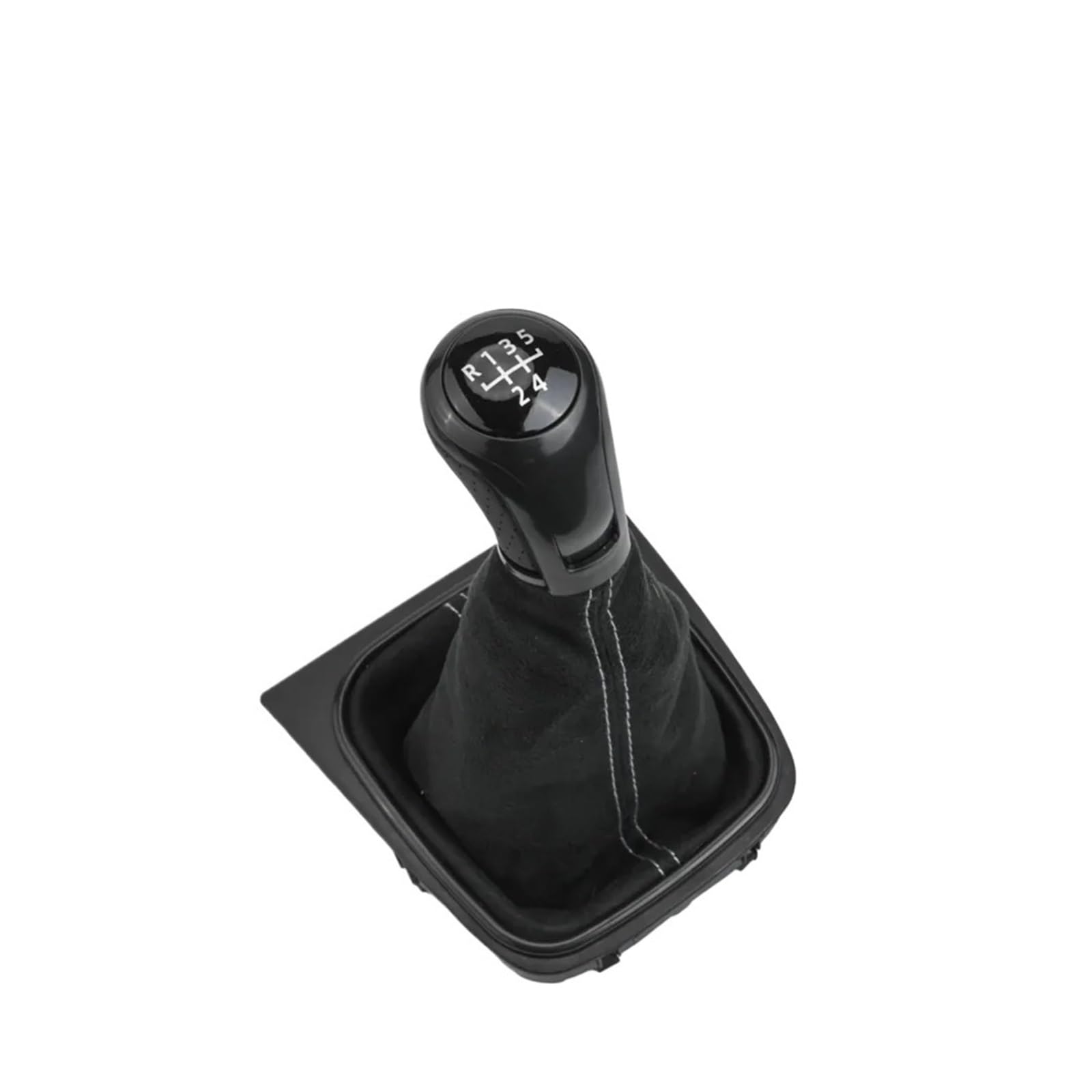 Jeocoai White Line Car Gear Knob For Golf 5 Mk5 For 6 Mk6 For Jetta A5 For Scirocco Gear Shift Knob With Leather Dust Boot Collar Case(,5Speed)