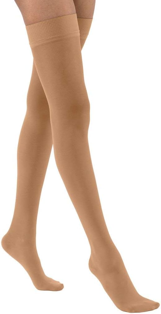 JOBST Women's Ultrasheer 20-30 mmHg Thigh High Firm Support Sock with Silicone Dot Top Band Size: Medium, Color: Natural
