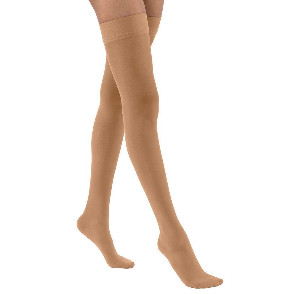 JOBST Women's Ultrasheer 20-30 mmHg Thigh High Firm Support Sock with Silicone Dot Top Band Size: Medium, Color: Natural