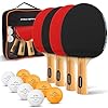 PRO-SPIN Raquettes de Ping-Pong – Set Premium Haute-Performance avec Balles 3 Étoiles et Mallette | Kit de Tennis de Table (Rouge, Set 4 Joueurs)
